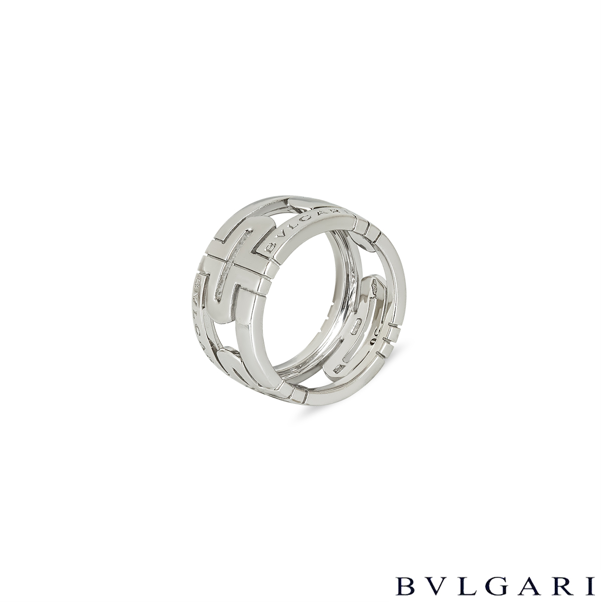 Bvlgari White Gold Parentesi Ring Size 56